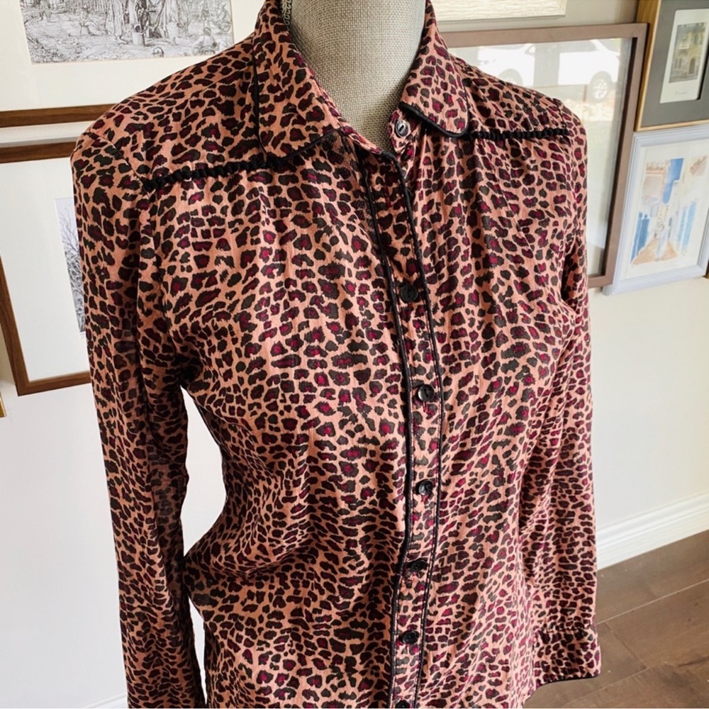 Scotch & Soda Pink Leopard Print Button-Down Shirt